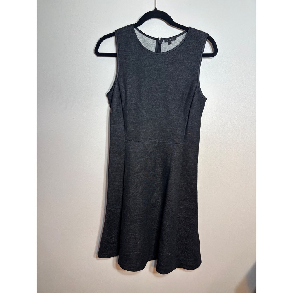 Theory Sleeveless Fit Flare Dress Black Size 8 Business Casual Work Career